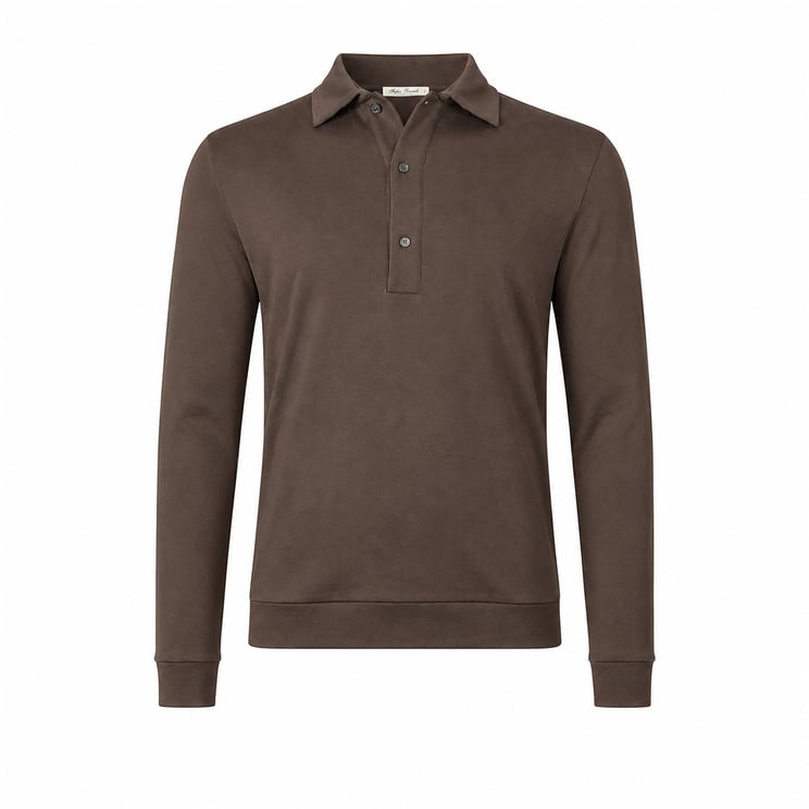 Stefan Brandt Polo lange mouw Lim 3B bruin