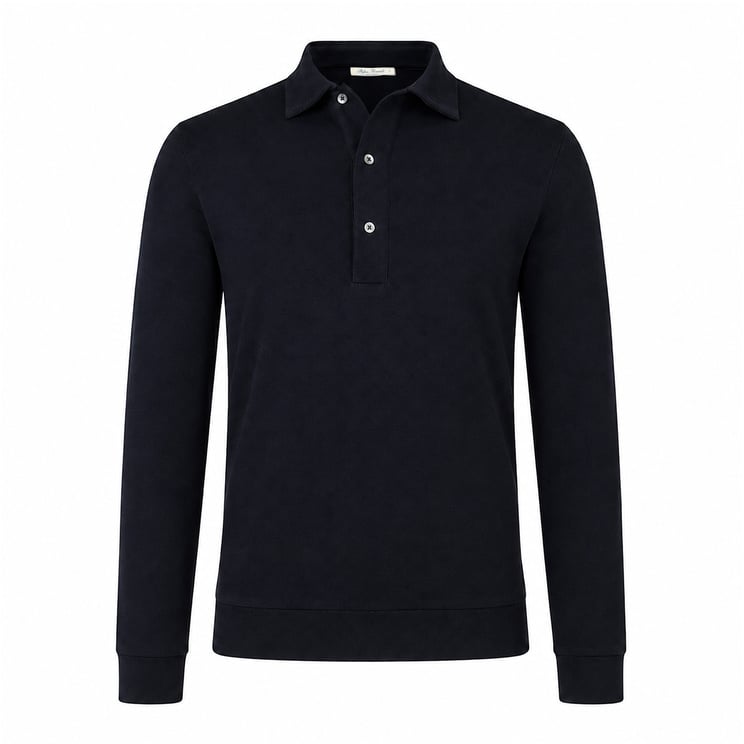 Stefan Brandt Polo lange mouw Lim 3B donkerblauw