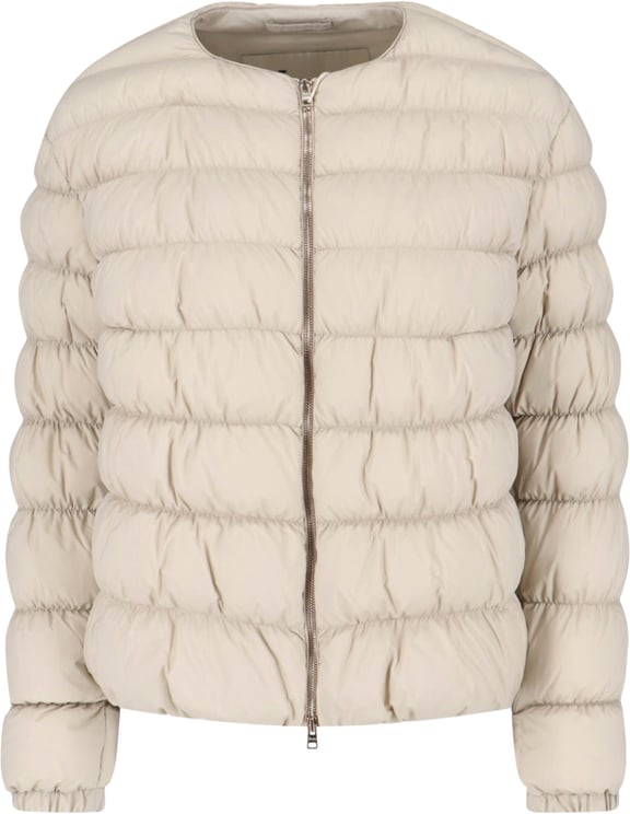 Herno Minimalist White Jacket With Structured Silhouette And High Collar