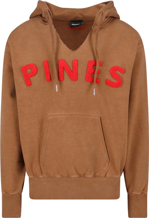 Dsquared2 Classic Knit Brown Hooded Sweatshirt With Relaxed Fit