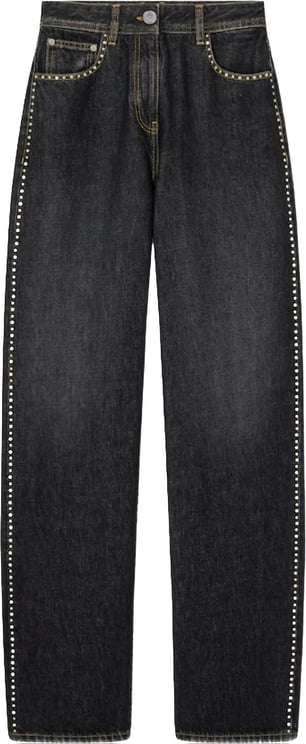Versace Dark Washed Wide-Leg Studded Denim Jeans