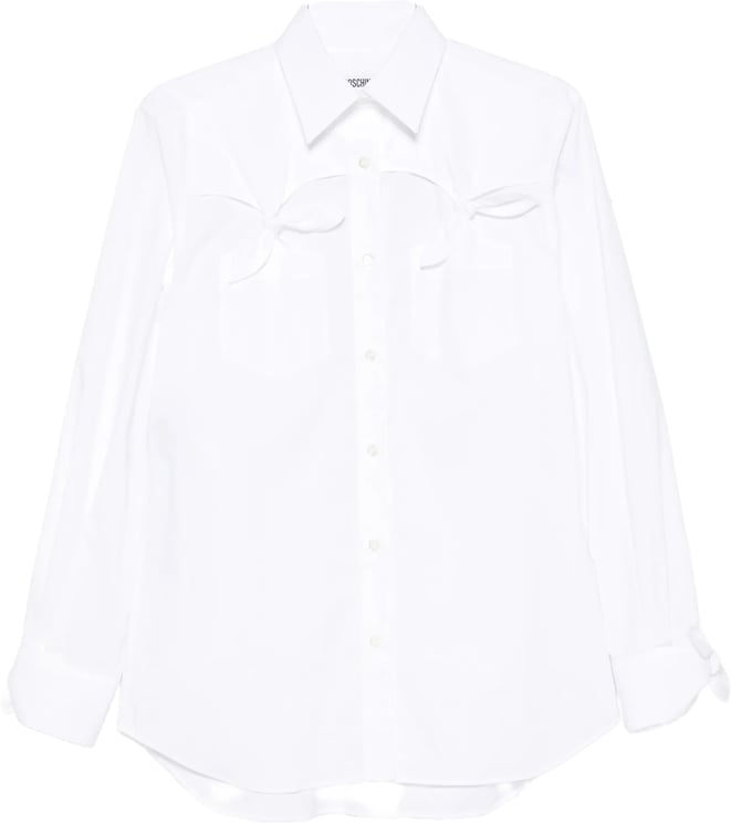 Moschino White Button-Up Shirt With Bow Pocket Details