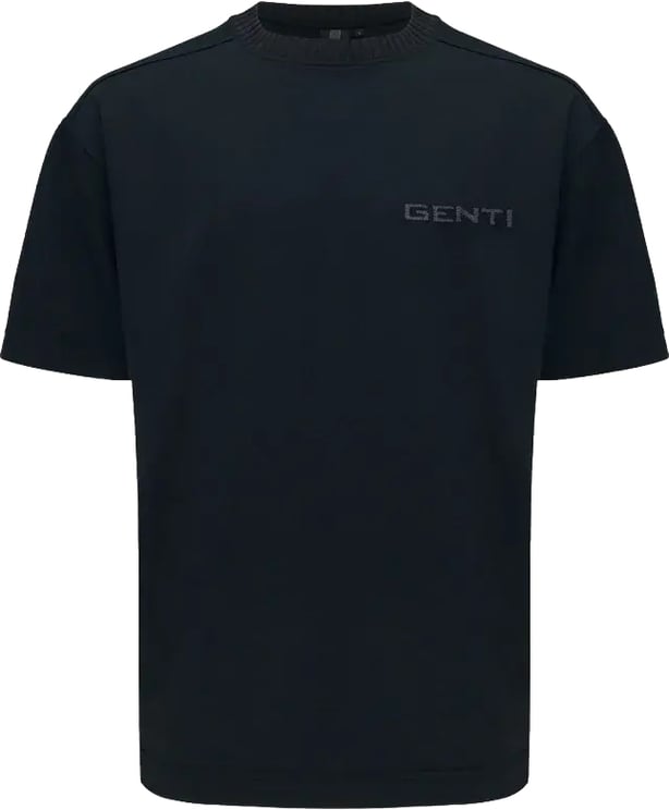 Genti Embroidered Logo Tee Black