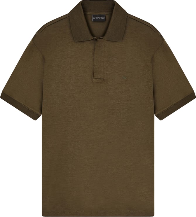 Emporio Armani Travel Lyocell Zip Polo Green