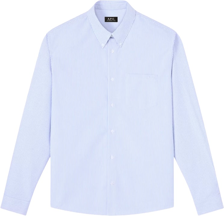 A.P.C. oxford shirt streep wit blauw