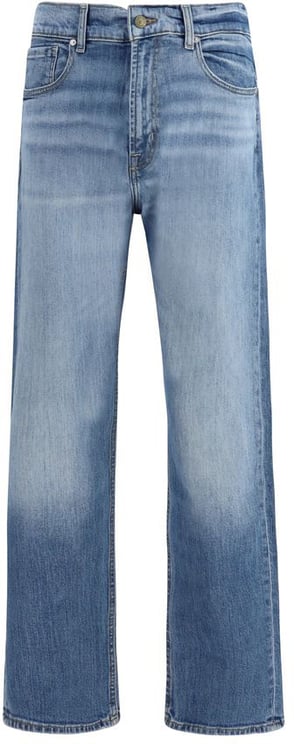7 For All Mankind 7FOR Blue Cotton Straight-Leg Jeans