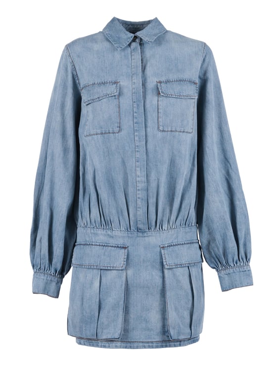 7 For All Mankind Utility Chambray Puffed Mini Dress