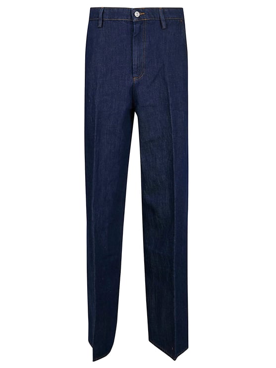 7 For All Mankind High-Waisted Wide Trousers with Pleated Front and Belt Loops