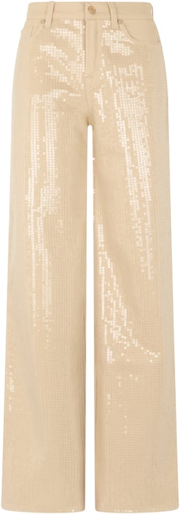 7 For All Mankind Cotton wide trousers with sequins