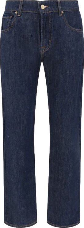 7 For All Mankind 7FOR Blue Cotton Straight-Leg Jeans