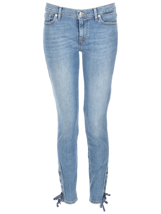 7 For All Mankind Light Blue Faded Ankle-Tie Jeans