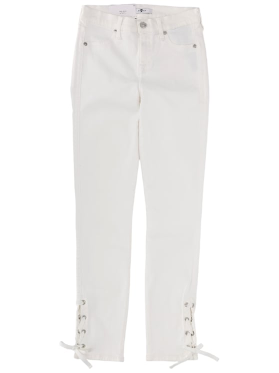 7 For All Mankind Cropped White Jeans With Lace-Up Hem Details
