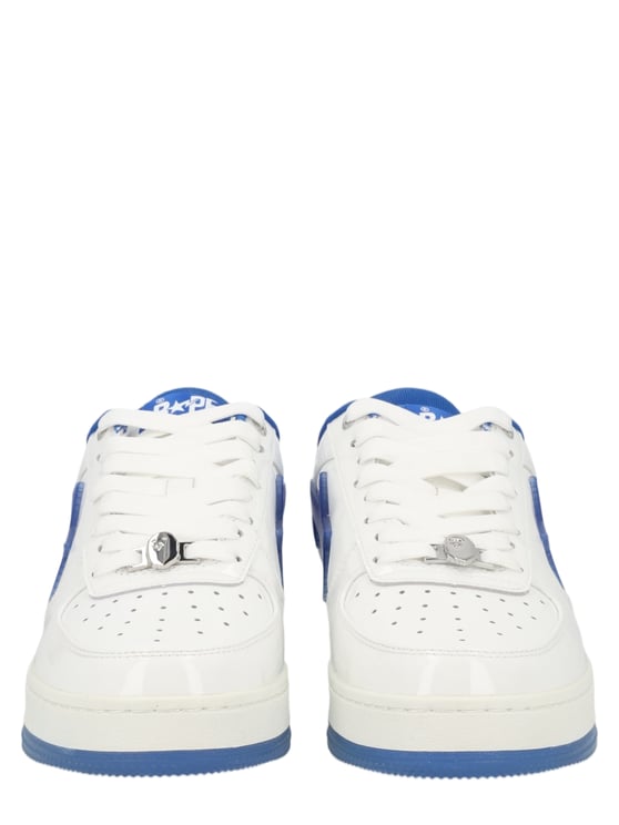 A BATHING APE Low-Top Leather Sneakers with Vibrant Accents