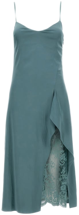 Acne Studios Green Midi Dress with Ruffled Overlay