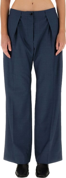 Acne Studios Wide-Leg Wool Trousers With Button Closure
