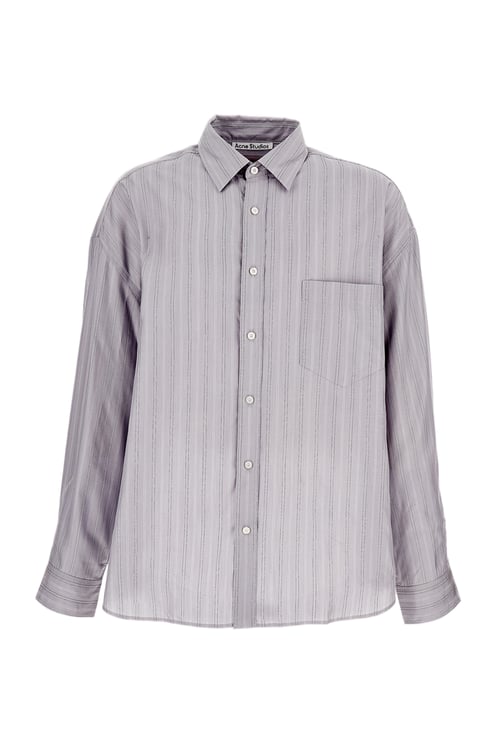 Acne Studios Seasonal Striped Cotton Poplin Shirt with Relaxed Fit