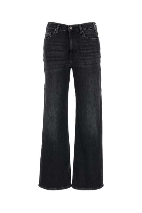 AG Jeans Faded Grey Stretch Denim Wide-Leg Jeans