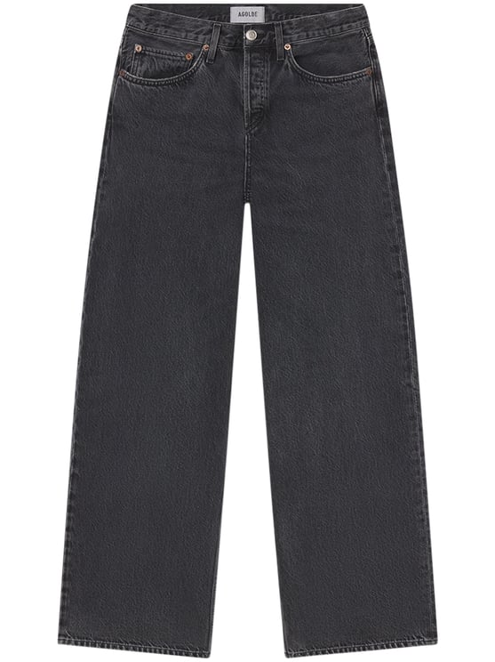 Agolde Loose-Fit Black Denim Trousers with Five-Pocket Design