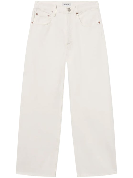 Agolde Straight-Leg Chalk White Trousers with Classic Five-Pocket Design
