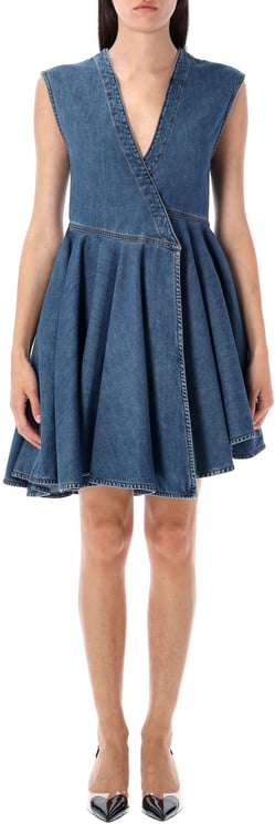 Alaïa Denim wrap mini dress