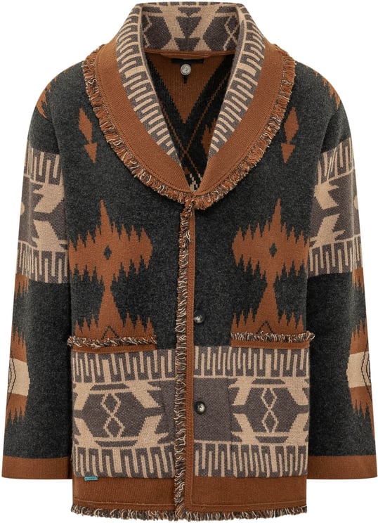 Alanui Cardigan Jacquard con Collo Sciallato
