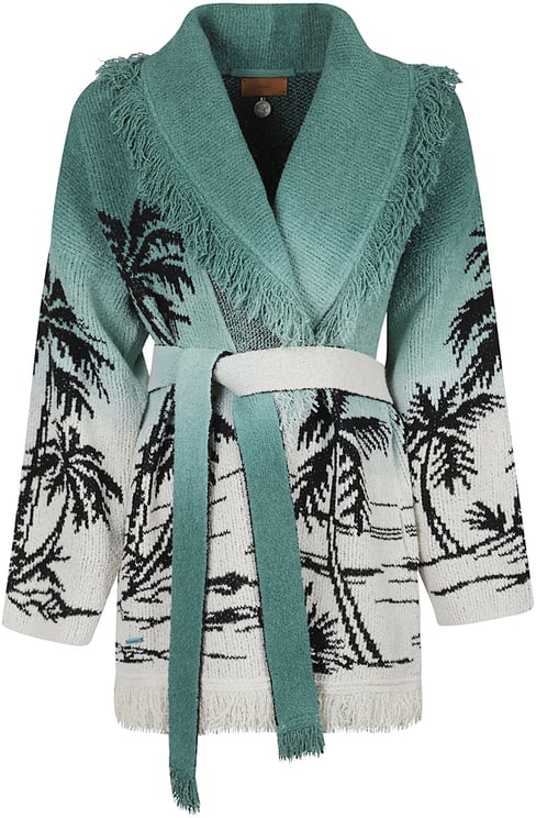 Alanui Wave Bloom Cardigan Green