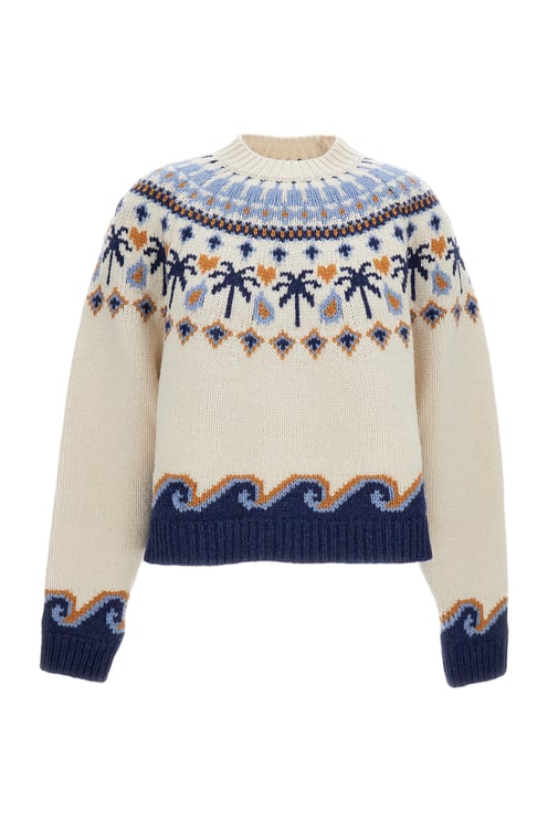 Alanui Nordic-Inspired Jacquard Knit Sweater with Ribbed Finish