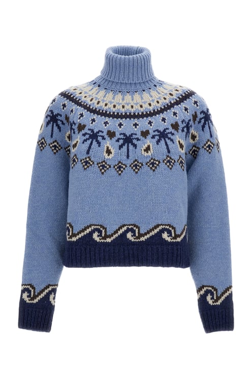Alanui Light Blue Sweet Winter Virgin Wool Sweater