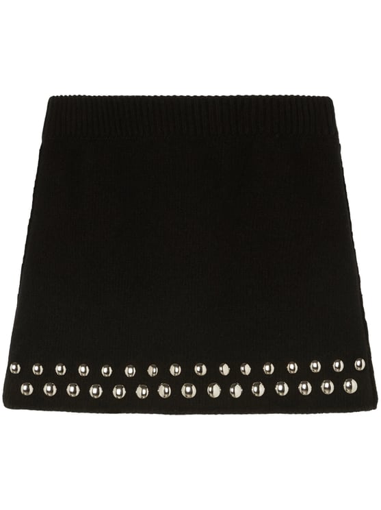 Alanui Black Love And Studs Wool Mini Skirt