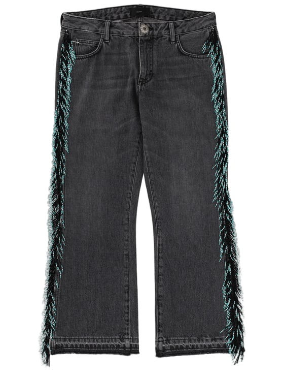 Alanui Dark-Washed Straight-Leg Fringe Jeans