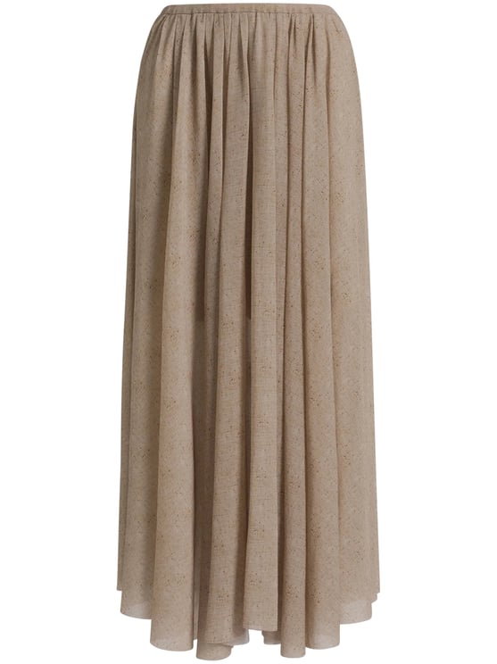Alberta Ferretti Flowing Gathered Midi Skirt with Elastic Waistband