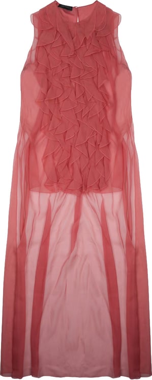 Alberta Ferretti Sheer Red Silk Sleeveless Shirt