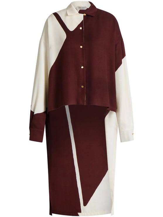 Alberta Ferretti Oversized Asymmetrical Shirt with Bold Geometric Pattern