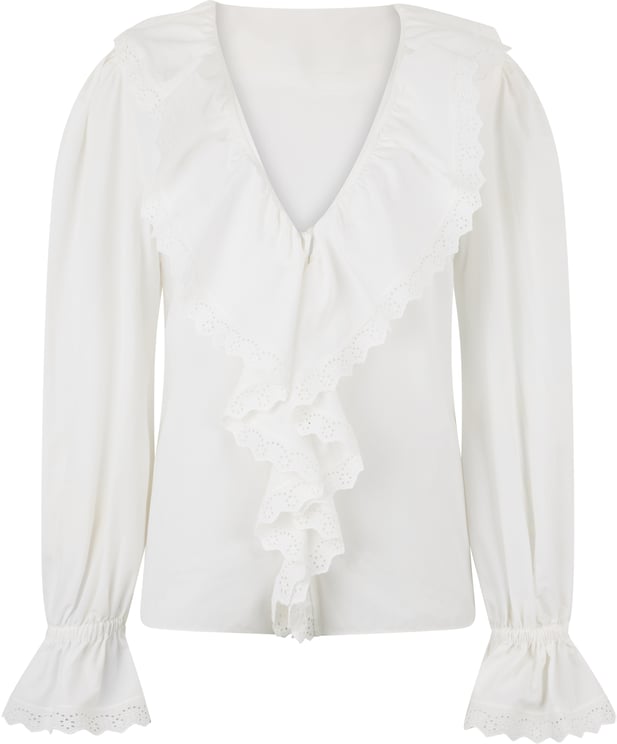 Alberta Ferretti Blouse with V-neck in cotton poplin