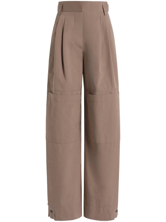 Alberta Ferretti Wide-Leg Trousers with Pleated Front and Seam Accents