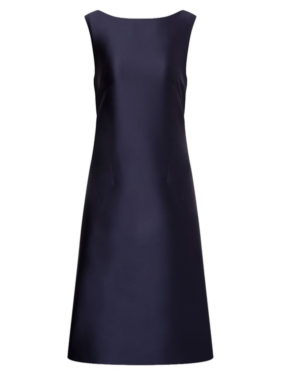 Alberta Ferretti Rich Blue Satin Open Back Midi Dress