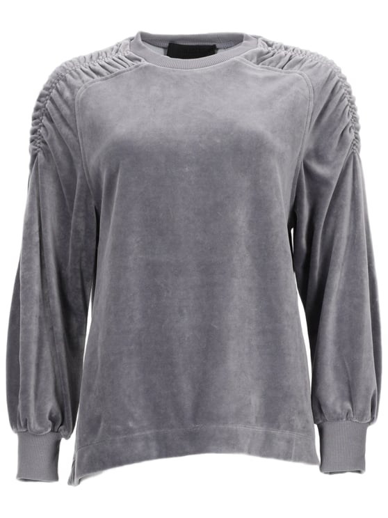 Alberta Ferretti Cotton Velour Sweatshirt with Gathered Shoulder Detailing