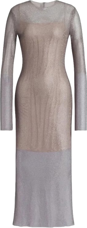 Alberta Ferretti Two-Tone Silver Mesh Dress with Fitted Silhouette