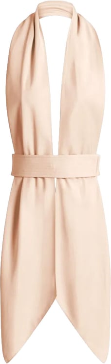 Alberta Ferretti Sleeveless Halter Neck Top with Deep V-Neck and Draped Hem