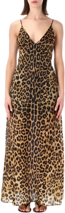 Alberta Ferretti Maxi Dress with Bold Leopard Print and Spaghetti Straps