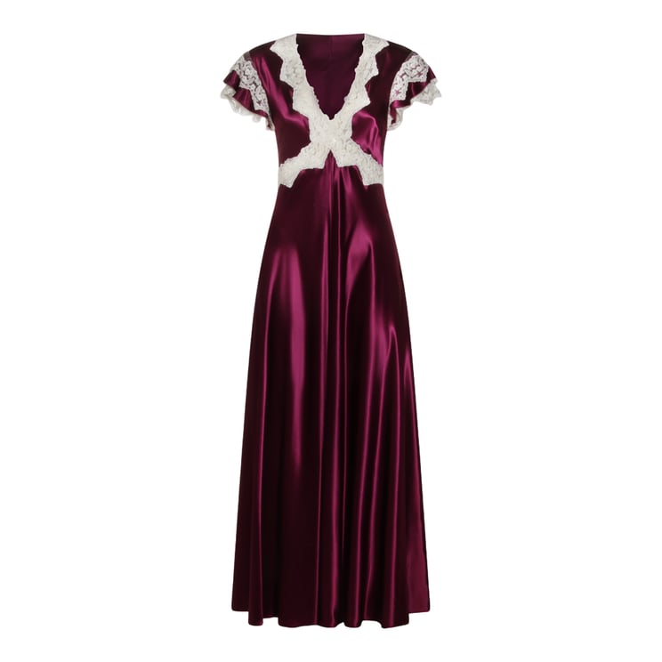 Alberta Ferretti Maxi Dress in Deep Purple Satin