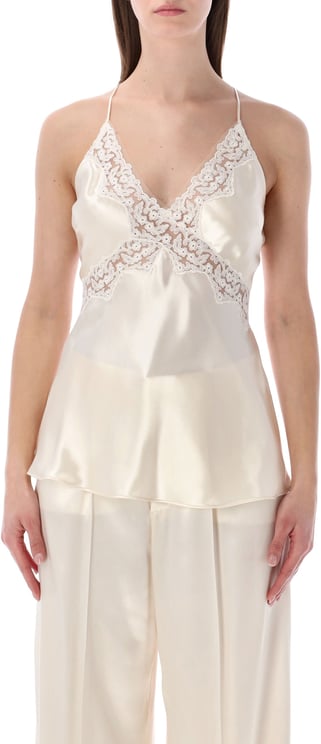 Alberta Ferretti Top Shiny Satin Bianco