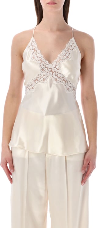 Alberta Ferretti Alberta Ferretti satin top with lace inserts