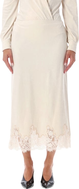 Alberta Ferretti Gonna Velluto Stretch Bianco