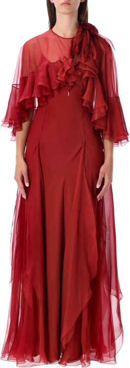 Alberta Ferretti Abito Chiffon Seta Rosso