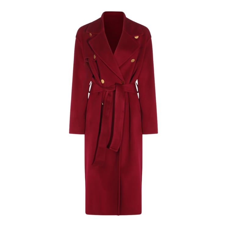 Alberta Ferretti Double-Breasted Long Coat With Gold-Tone Buttons And Tailored Silhouette