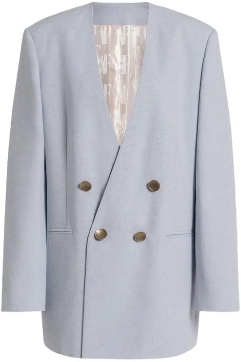 Alberta Ferretti Blue Double-Breasted Padded Viscose Blazer