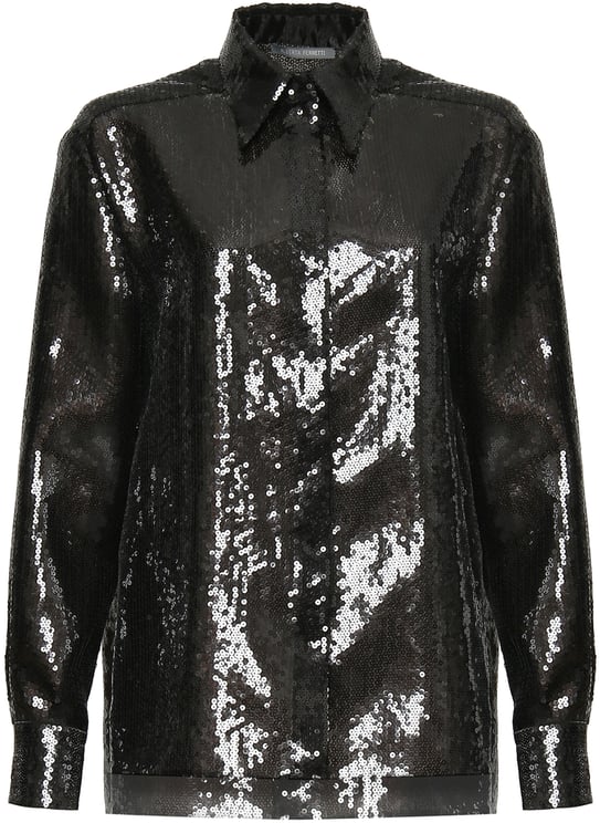 Alberta Ferretti Black Sequin-Embellished Polyester Shirt