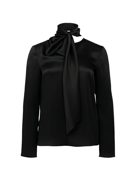 Alberta Ferretti Neutral High-Neck Acetate Blouse