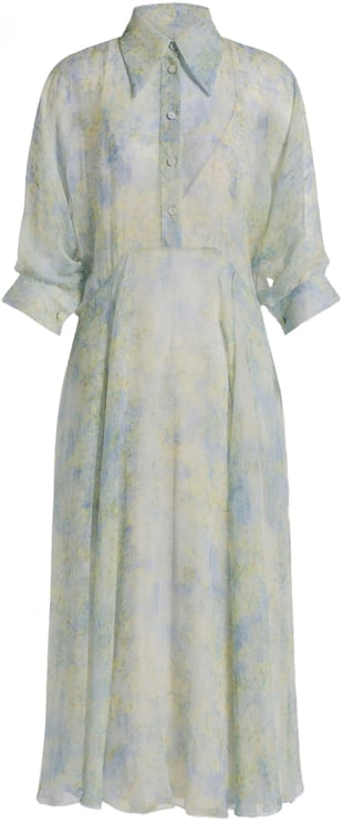 Alberta Ferretti Pastel Abito Print Silk Midi Dress
